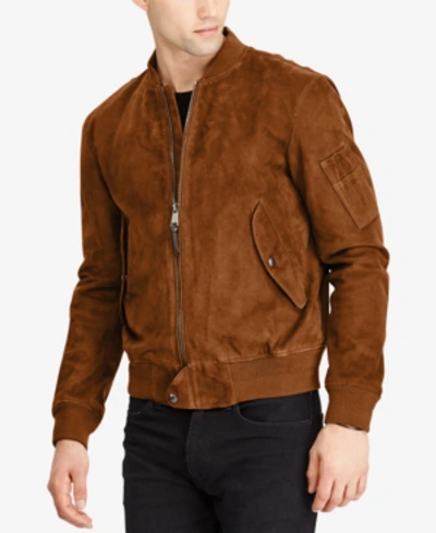 Polo Ralph Lauren Slim-fit Suede Bomber Jacket - Tan In Country Brown |  ModeSens