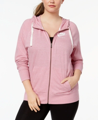Shop Nike Plus Size Sportswear Gym Vintage Hoodie In Elemental Pink/sail