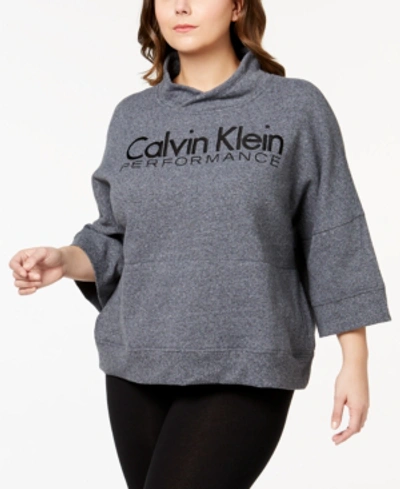 Shop Calvin Klein Plus Size Logo-print Active Sweatshirt In Black Heather