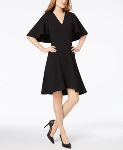 Shop Calvin Klein A-line Capelet Dress In Black