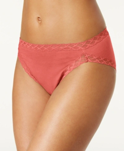 Shop Natori Bliss French-cut Lace-trim Cotton Brief 152058 In Sorbet