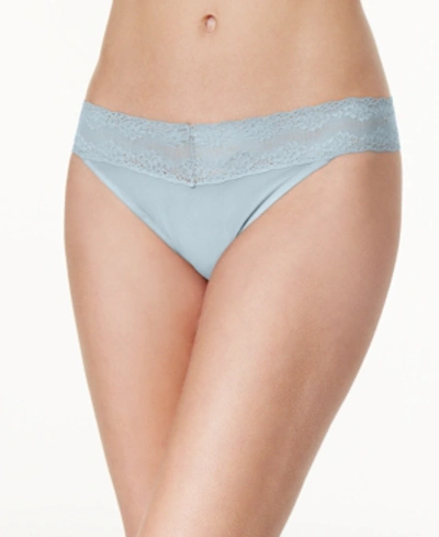 Shop Natori Bliss Perfection Lace-waist Thong 750092 In Frost