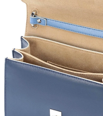 Shop Fendi Kan I Small Leather Shoulder Bag In Blue