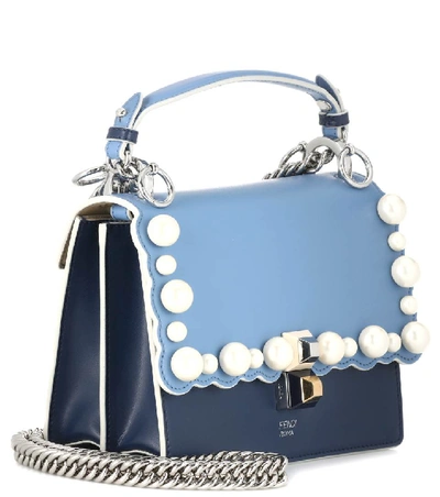 Shop Fendi Kan I Small Leather Shoulder Bag In Blue