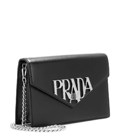Shop Prada Embellished Shoulder Bag In Black