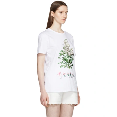 Shop Alexander Mcqueen White Embroidered Botanical T-shirt In 0900 White