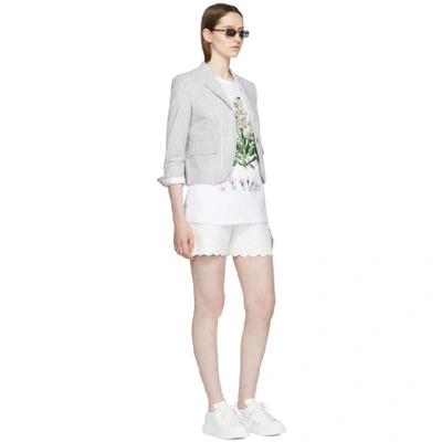 Shop Alexander Mcqueen White Embroidered Botanical T-shirt In 0900 White