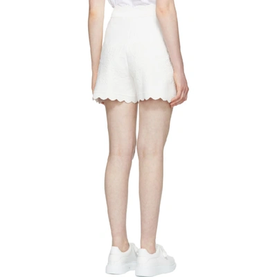 Shop Alexander Mcqueen Ivory Scalloped Knit Shorts In 9078 Ivory