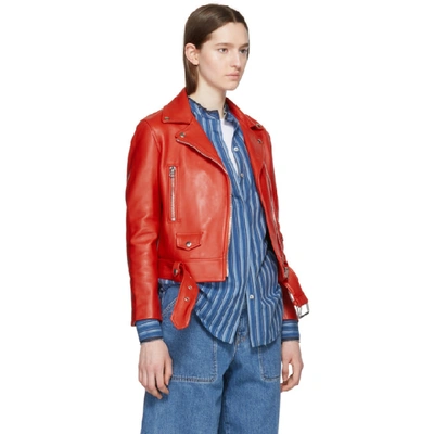Acne Studios Mock Core Leather Moto Jacket In Red | ModeSens