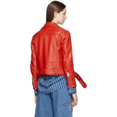 Shop Acne Studios Red Leather Mock Jacket