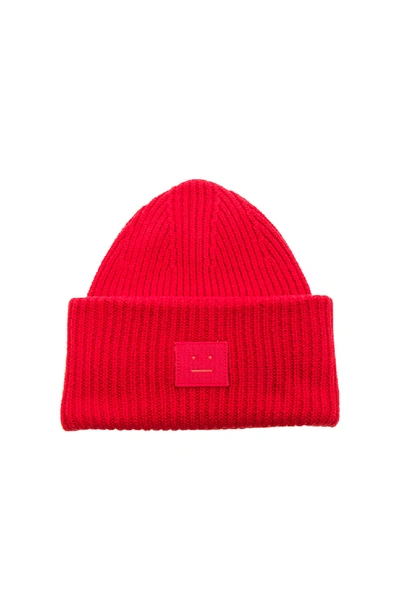 Shop Acne Studios Pansy Face Beanie In Red