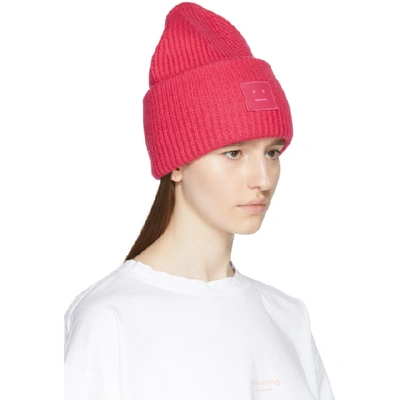 Shop Acne Studios Pink Pansy S Face Beanie In Neon Pink