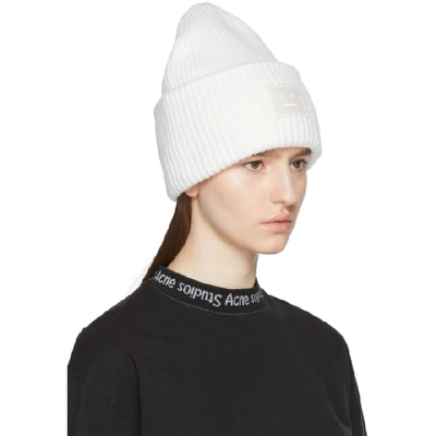 Shop Acne Studios White Pansy S Face Beanie In Natural Whi