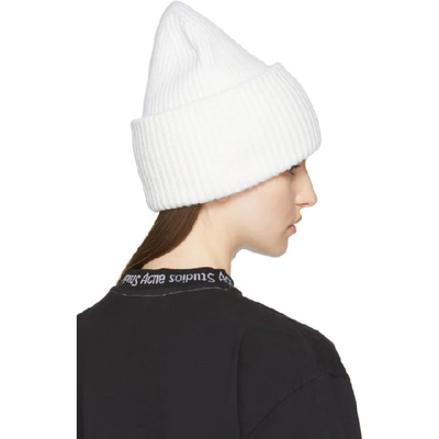 Shop Acne Studios White Pansy S Face Beanie In Natural Whi