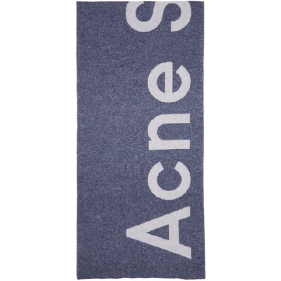 Shop Acne Studios Blue Toronty Logo Scarf