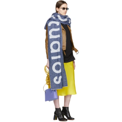 Shop Acne Studios Blue Toronty Logo Scarf