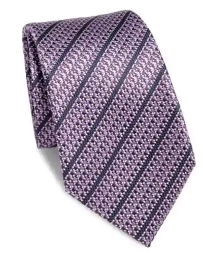 Shop Ermenegildo Zegna Diagonal Stripe Silk Tie In Purple