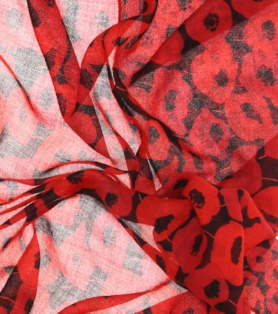 Shop Saint Laurent Poppy-print Wool Scarf In Multicoloured