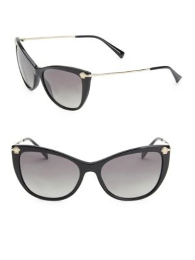 Shop Versace 57mm Cat Eye Sunglasses In Black