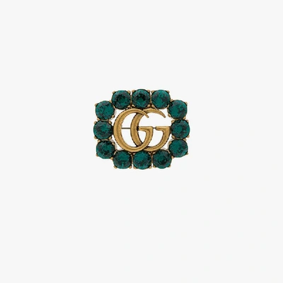 Shop Gucci Gg Marmont Brooch In Green