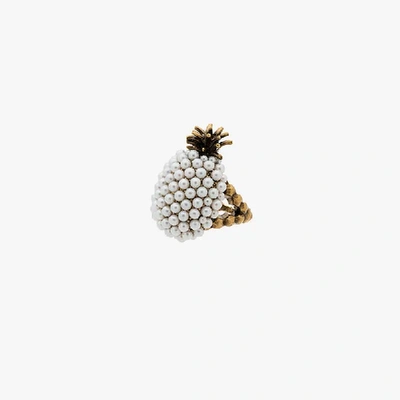 Shop Gucci Ananas-ring Mit Kristallen In Metallic