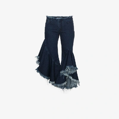 Shop Marques' Almeida Marques'almeida Ruffled Flare Raw Hem Jeans In Blue