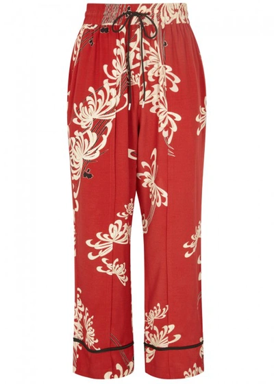 Shop Mcq By Alexander Mcqueen Red Floral-print Trousers