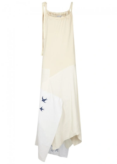 Shop Jw Anderson Swallow-embroidered Linen Maxi Dress In Off White