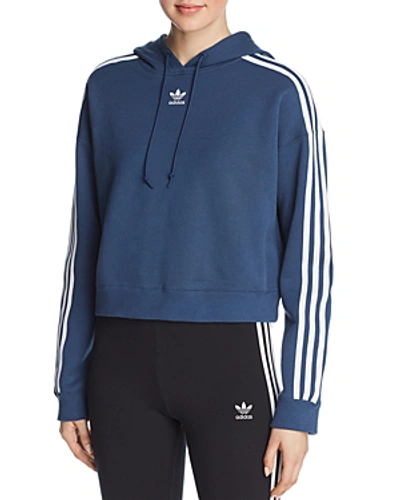 Shop Adidas Originals Cropped Hoodie In Mineral Blue