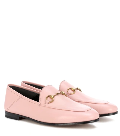 Shop Gucci Brixton Collapsible Leather Loafers In Pink