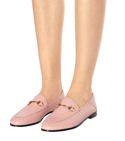 Shop Gucci Brixton Collapsible Leather Loafers In Pink