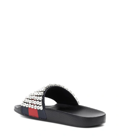 Shop Gucci Crystal-embellished Slides In Black