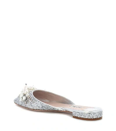 Shop Miu Miu Exclusive To Mytheresa.com - Embellished Slippers In Silver