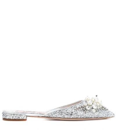 Shop Miu Miu Exclusive To Mytheresa.com - Embellished Slippers In Silver