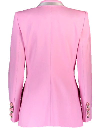 Shop Dolce & Gabbana Trim Blazer With Rose Embellishment In Rosa