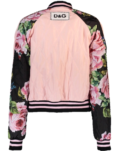 Shop Dolce & Gabbana Floral And Striped Reversible Bomber Jacket In Rose-blk