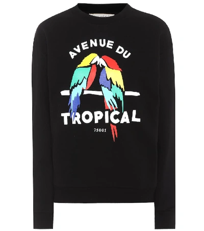 Shop Etre Cecile Tropical Boyfriend Cotton Sweatshirt In Black