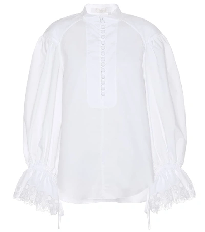 Shop Chloé Cotton Poplin Top In White