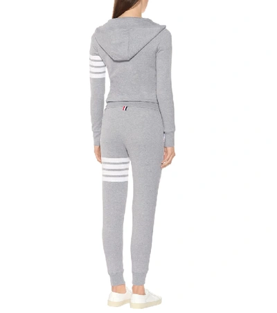 Shop Thom Browne Striped Cotton Trackpants In Grey