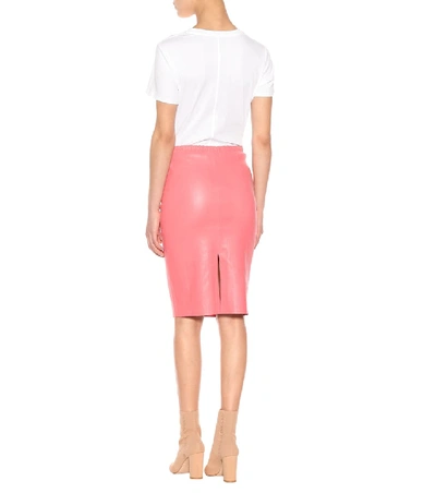 Shop Stouls Gilda Leather Pencil Skirt In Pink