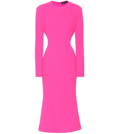 Shop David Koma Wool Crêpe Dress In Pink