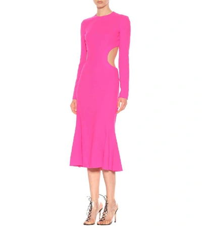 Shop David Koma Wool Crêpe Dress In Pink