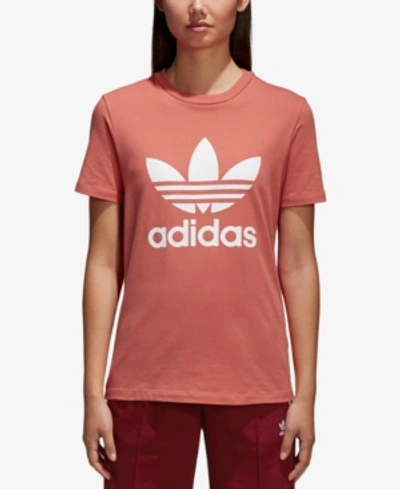 Shop Adidas Originals Adicolor Cotton Trefoil T-shirt In Trace Scarlet