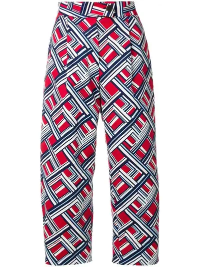 Shop Carven Geometric Print Trousers In Multicolour