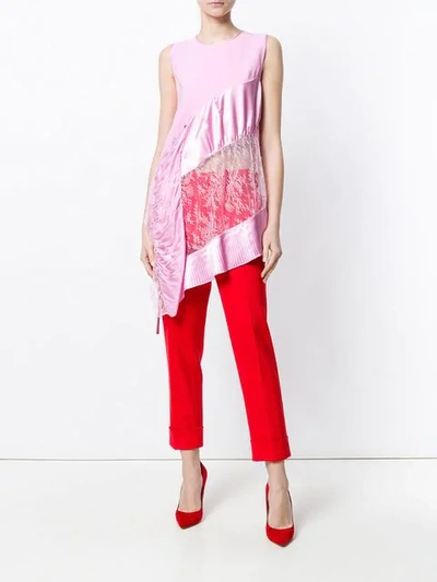 Shop Givenchy Lace Insert Asymmetric Blouse In Pink