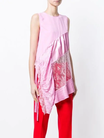 Shop Givenchy Lace Insert Asymmetric Blouse In Pink