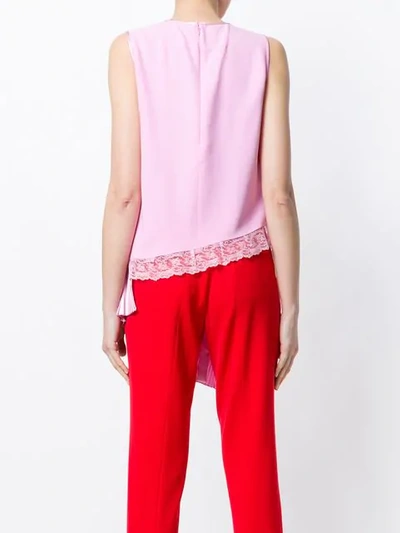 Shop Givenchy Lace Insert Asymmetric Blouse In Pink
