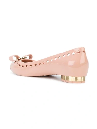 Shop Ferragamo Flower Heel Ballerina Flats In Pink