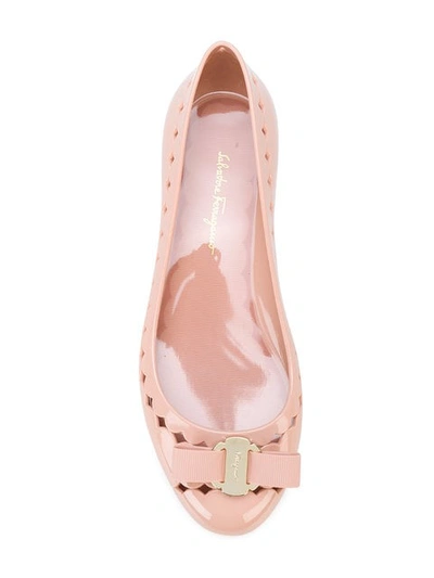 Shop Ferragamo Flower Heel Ballerina Flats In Pink