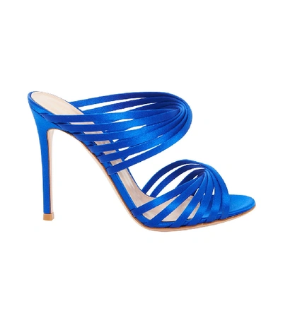 Shop Gianvito Rossi Blue Strappy Mule Sandal